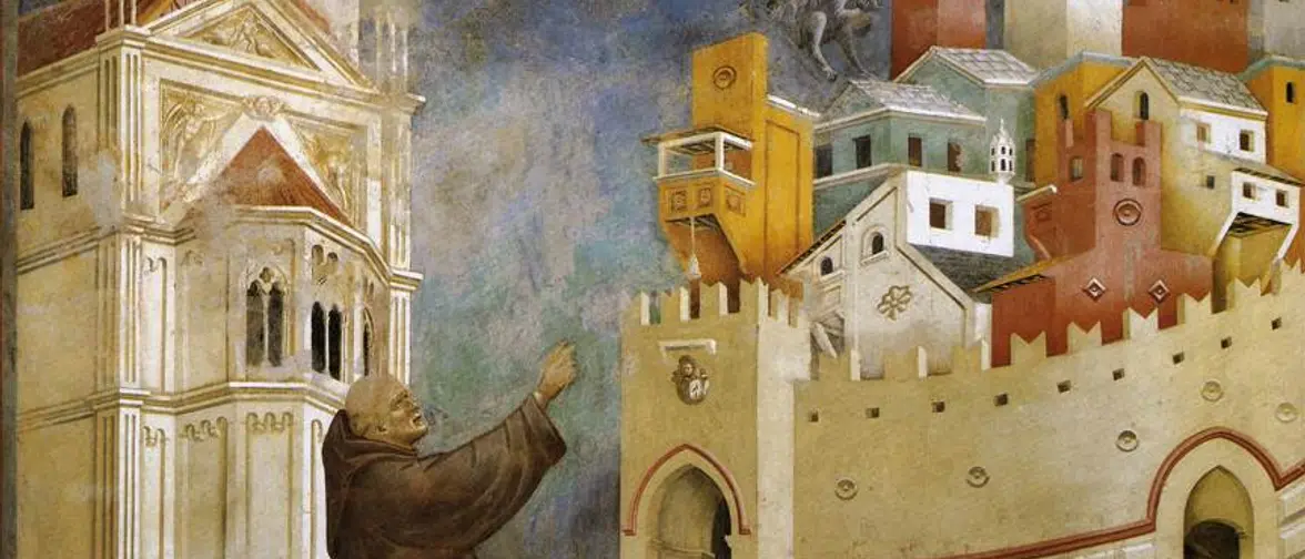 Fresque de Giotto représentant une scène de délivrance, art religieux médiéval