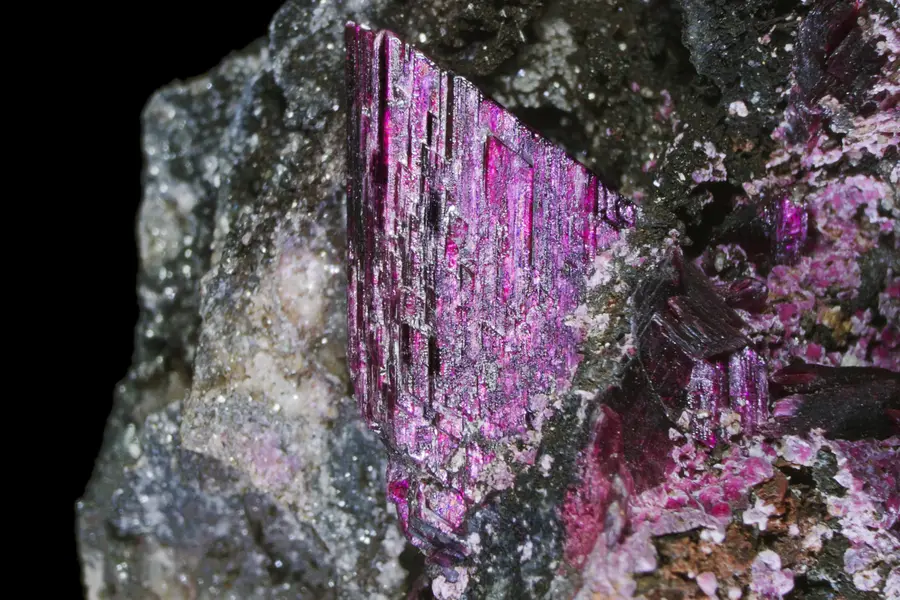 Érythrite, rose magenta pourpre