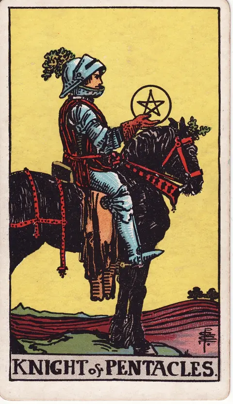 Carte Cavalier de Deniers du tarot