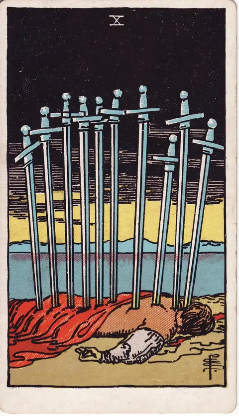 Carte Dix d’Épées du tarot