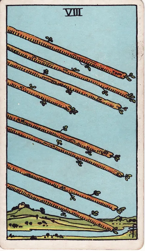 Carte Huit de Bâtons du tarot