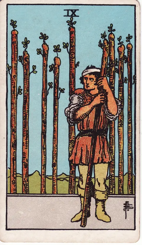 Carte Neuf de Bâtons du tarot