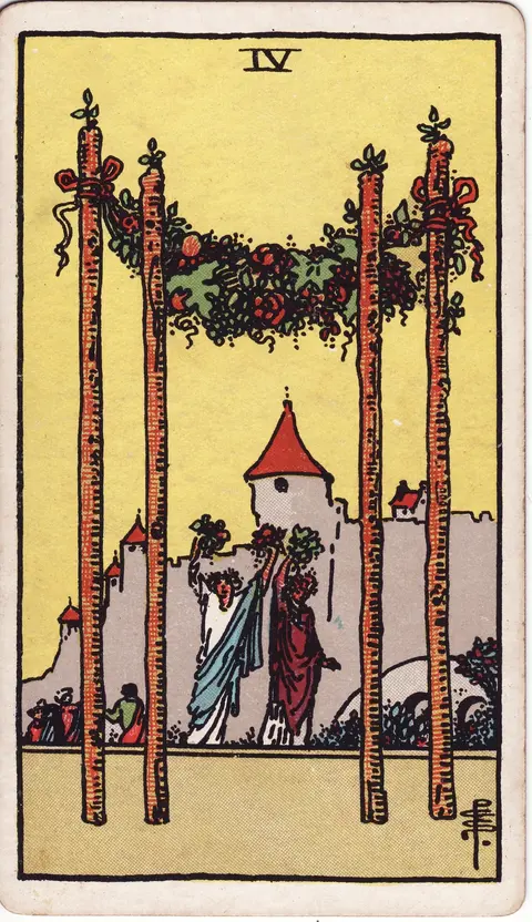 Carte Quatre de Bâtons du tarot
