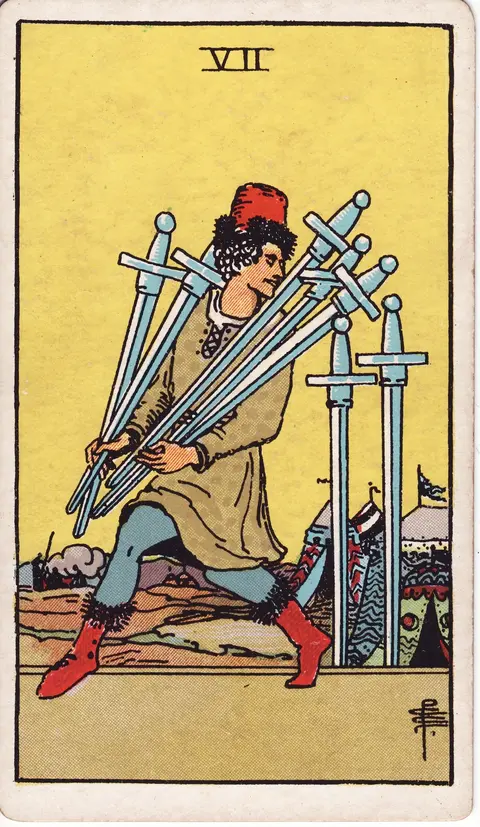 Carte Sept d’Épées du tarot