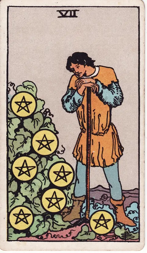 Carte Sept de Deniers du tarot