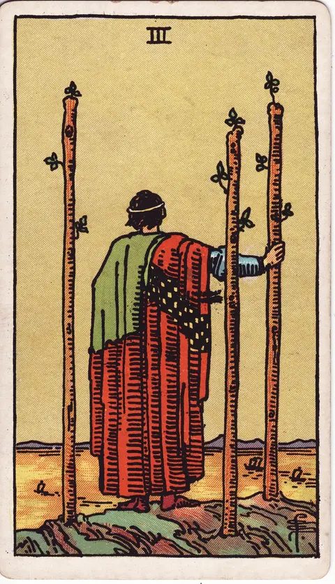Carte Trois de Bâtons du tarot