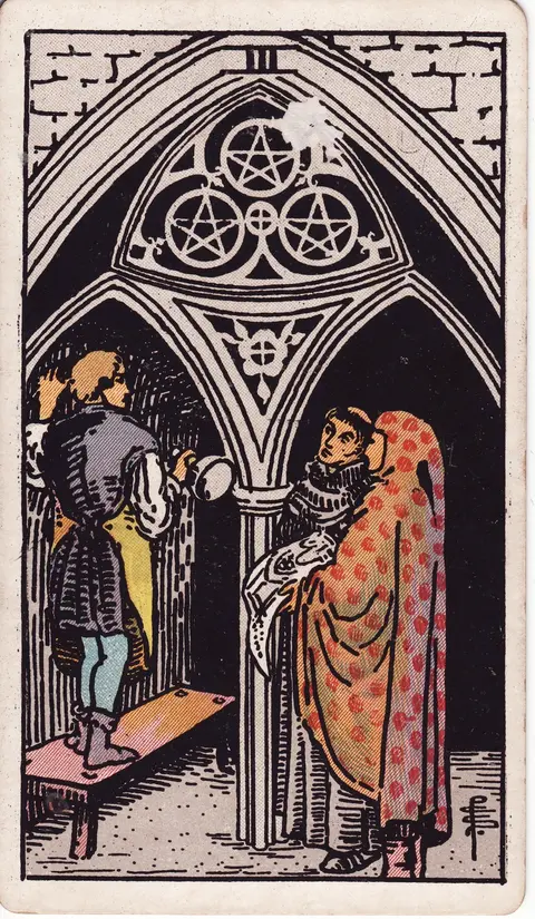 Carte Trois de Deniers du tarot